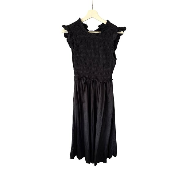 Gap Black Smocked Midi Dress Sleeveless XS Petite Summer Casual Whimsygoth - Picture 1 of 7